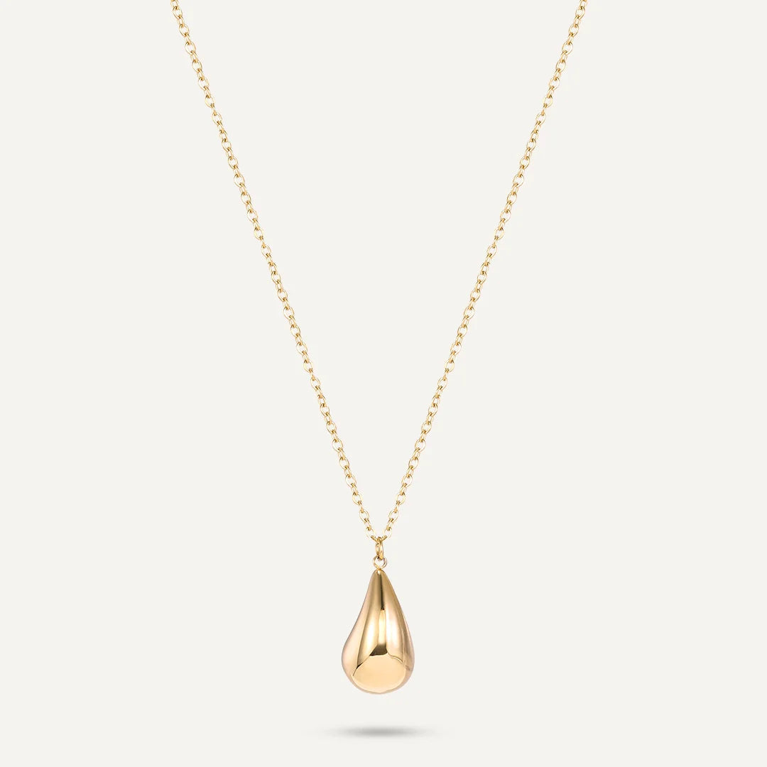 D&X Vibes Gold Plated Stainless Steel Teardrop Clasp Necklace