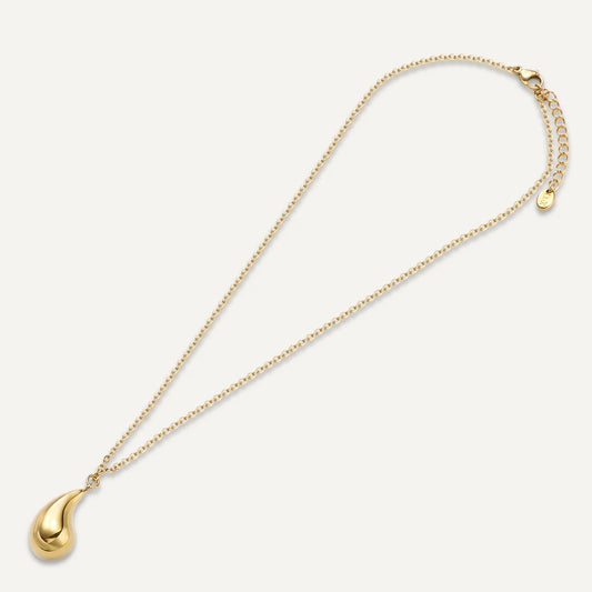 D&X Vibes Gold Plated Stainless Steel Teardrop Clasp Necklace