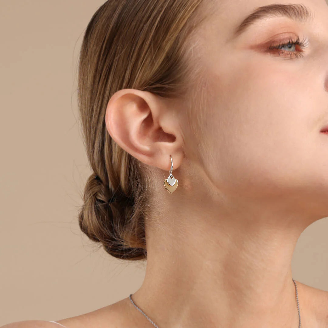 D&X Vibes Gold & Silver Plated Stainless Steel Hook Heart Earrings