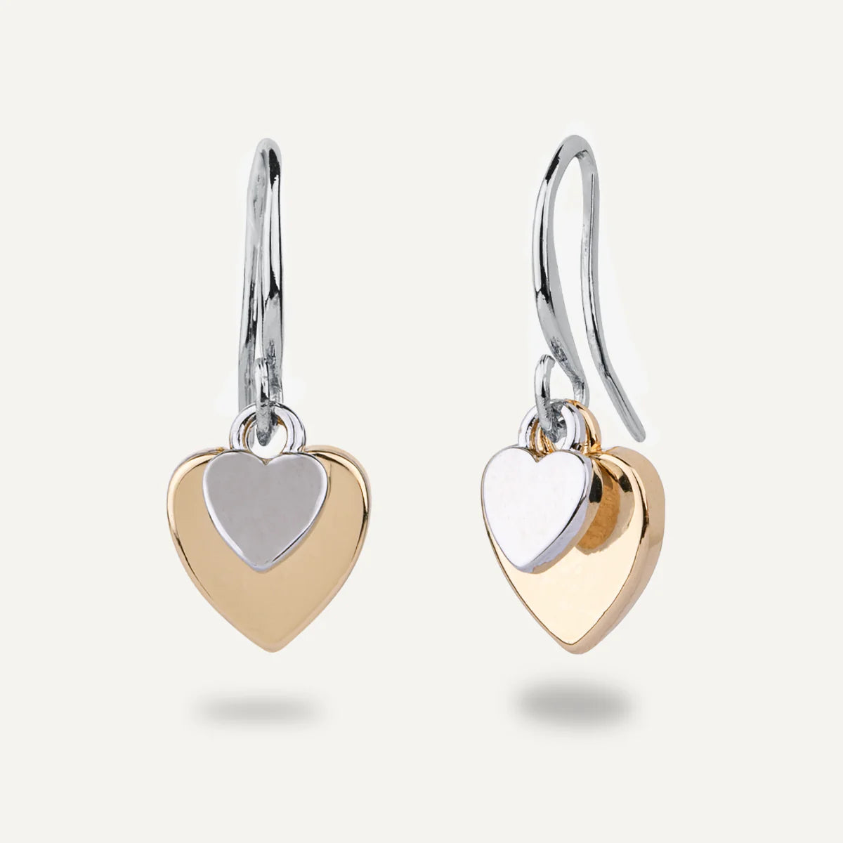 D&X Vibes Gold & Silver Plated Stainless Steel Hook Heart Earrings