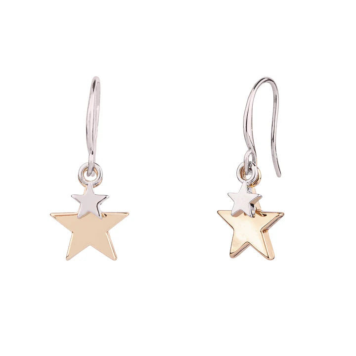 D&X Vibes Gold & Silver Plated Stainless Steel Hook Star Earrings