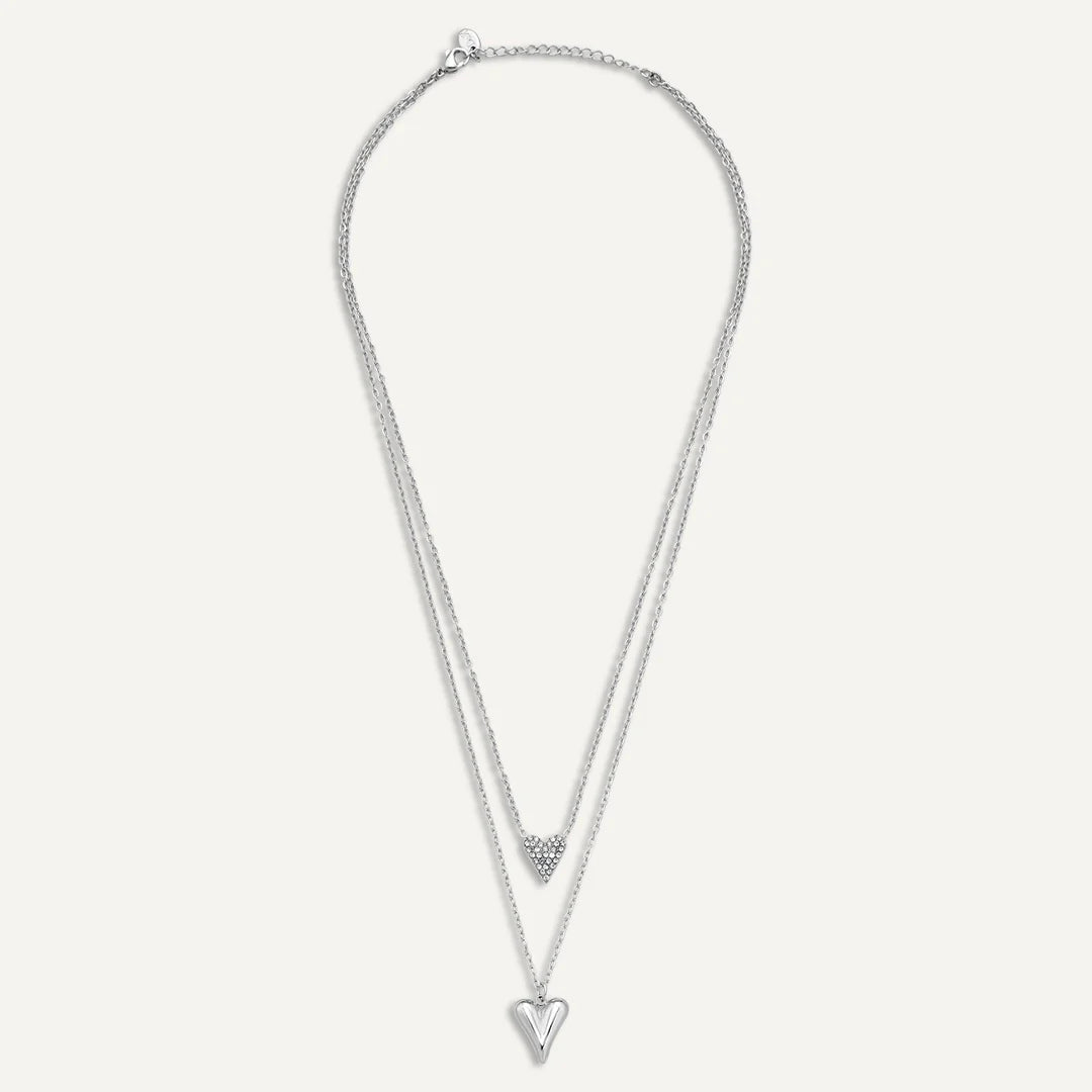 D&X Vibes Peave Heart Charm White Gold Plated Necklace