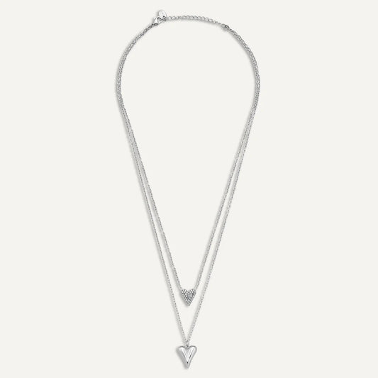D&X Vibes Peave Heart Charm White Gold Plated Necklace