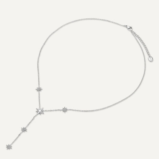 D&X Vibes Starburst Y Drop White Gold Plated Necklace