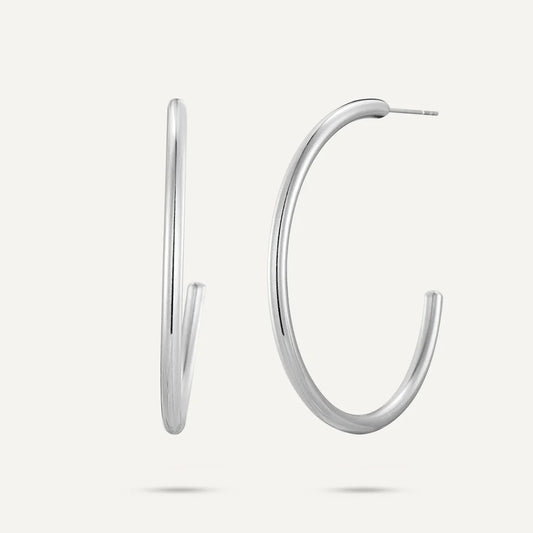 D&X Vibes White Gold Plated Stainless Steel Minimalist Hoop Earrings