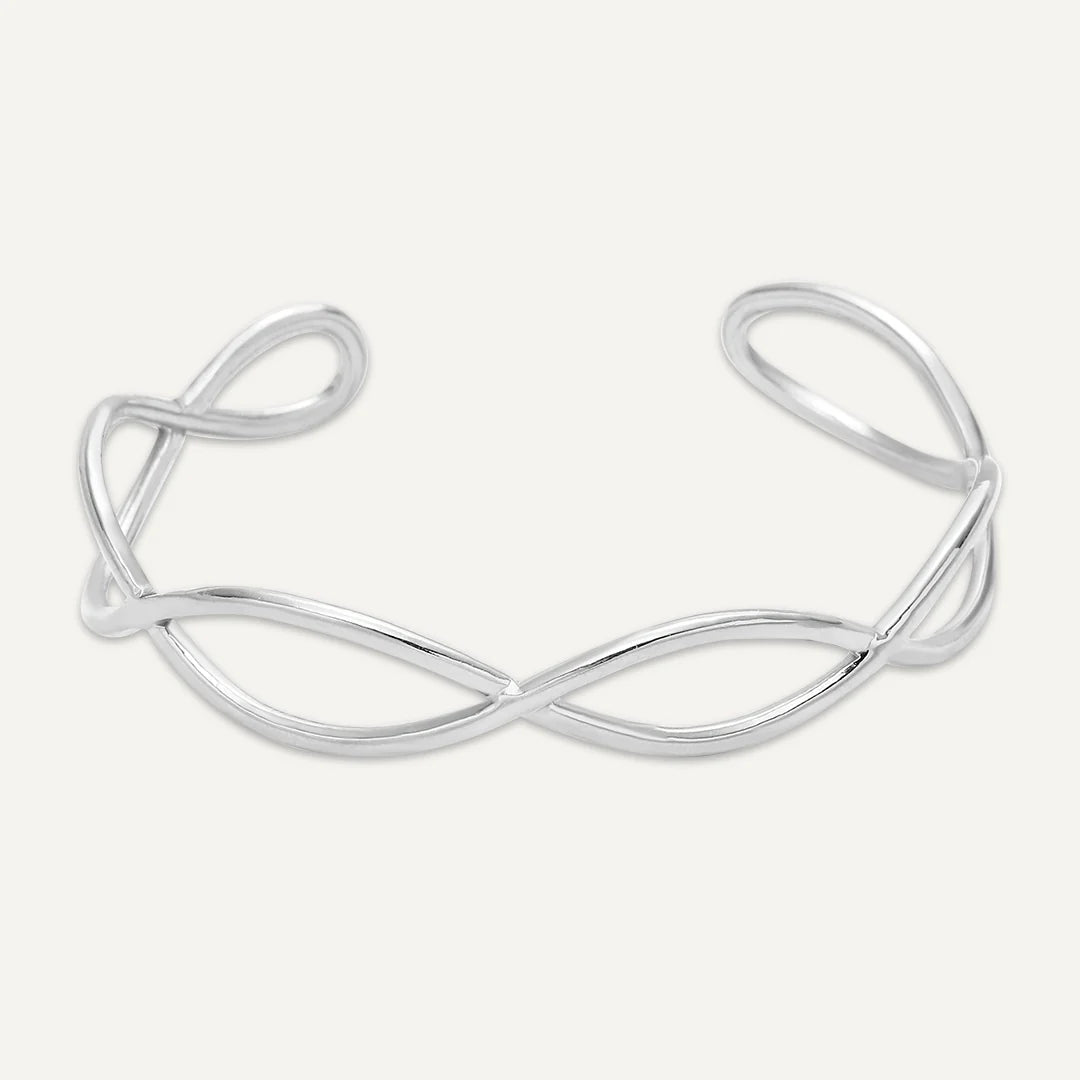 D&X Vibes White Gold Plated Stainless Steel Open Bracelet