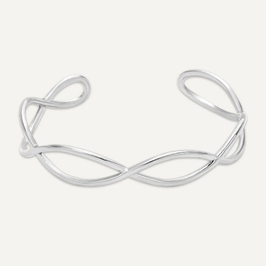 D&X Vibes White Gold Plated Stainless Steel Open Bracelet