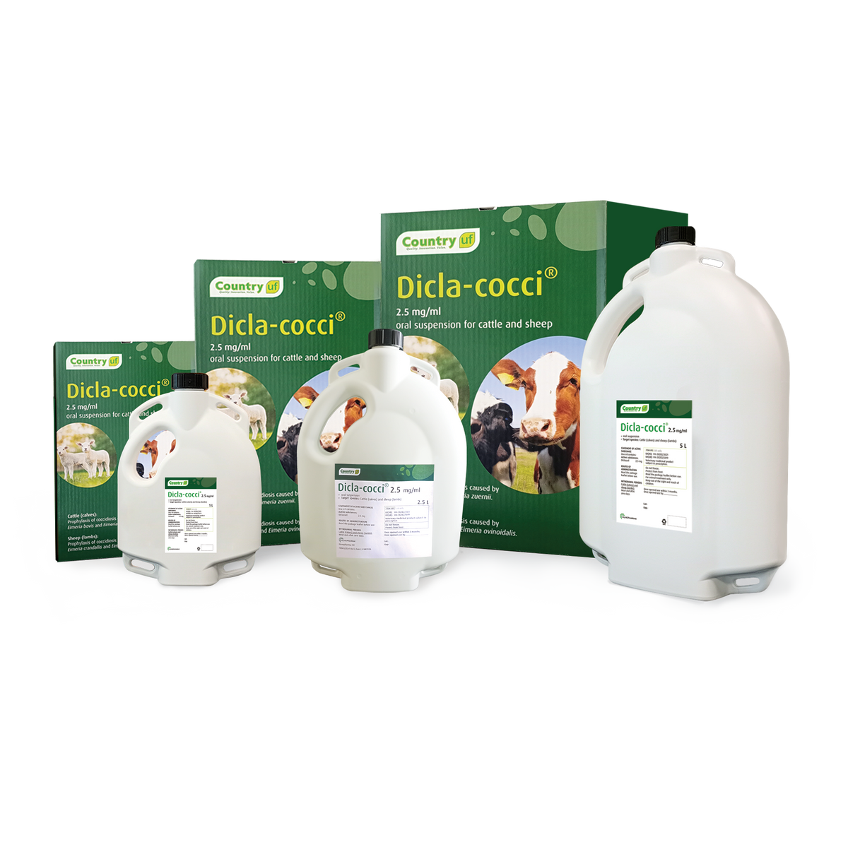 Country UF Dicla-cocci 2.5mg/ml oral suspension drench bottle for calves and lambs