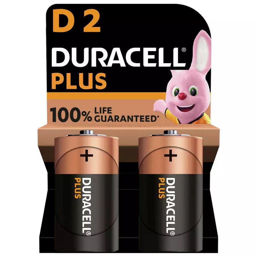 Duracell Plus Alkaline D Batteries Pack of 2