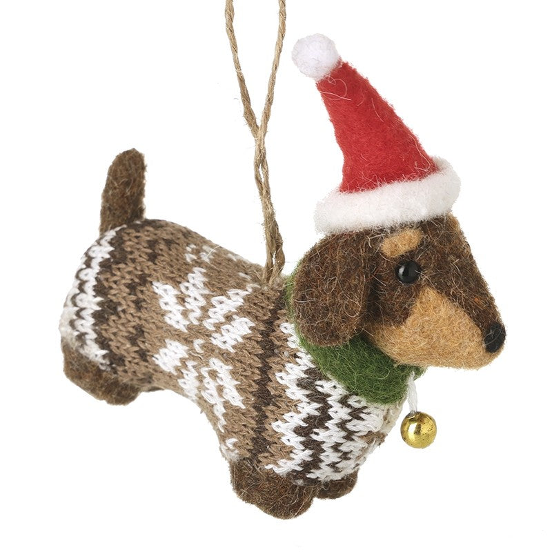 Heaven Sends Festive Sausage Dog Hanging Christmas Decoration