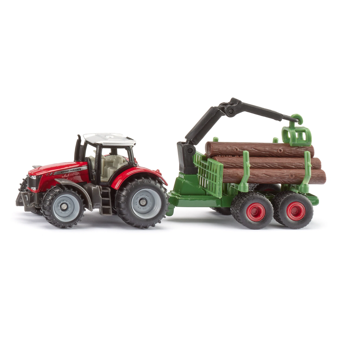Siku 1134 Massey Ferguson tractor with forestry timber trailer and log accessories