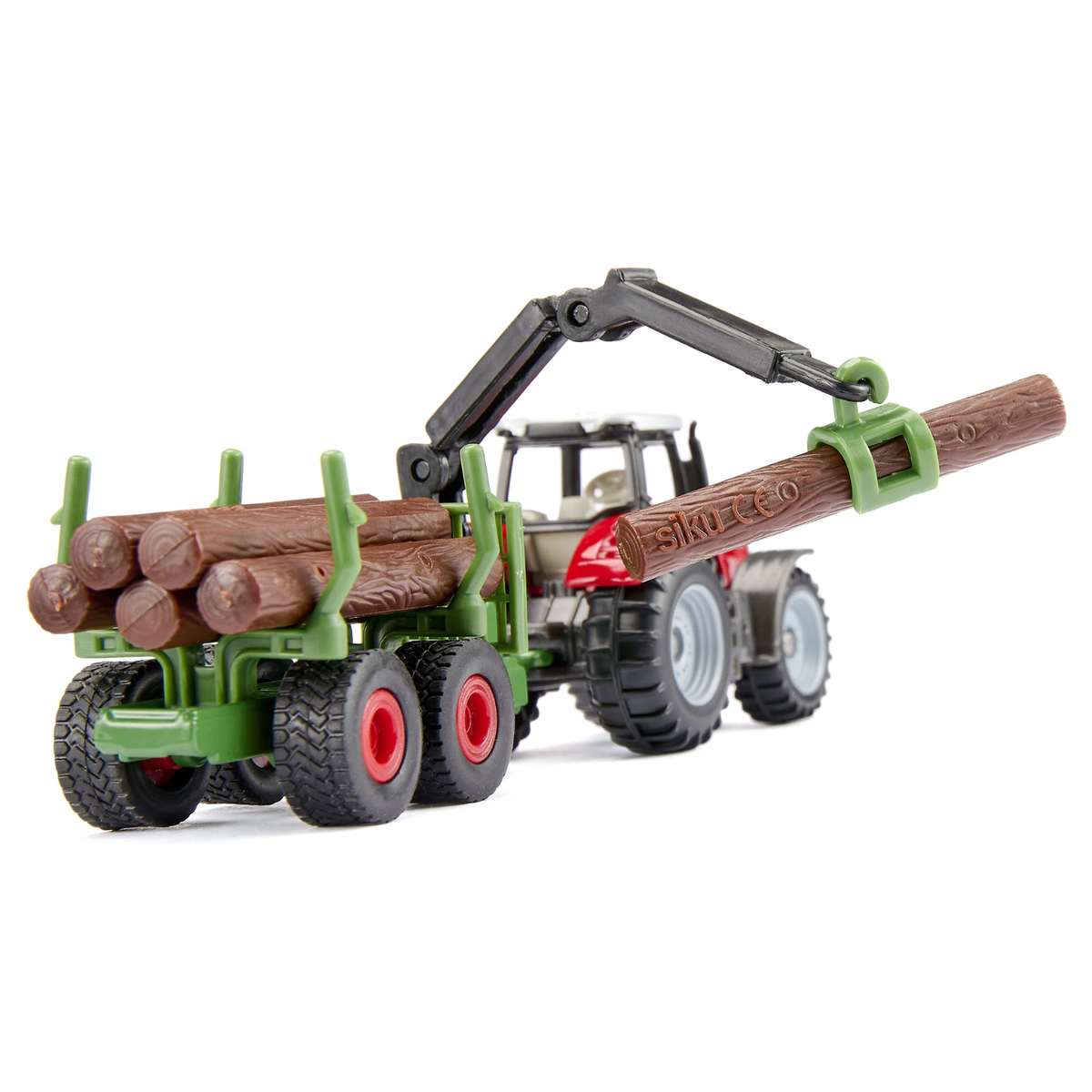 Siku 1134 Massey Ferguson tractor with forestry timber trailer and log accessories