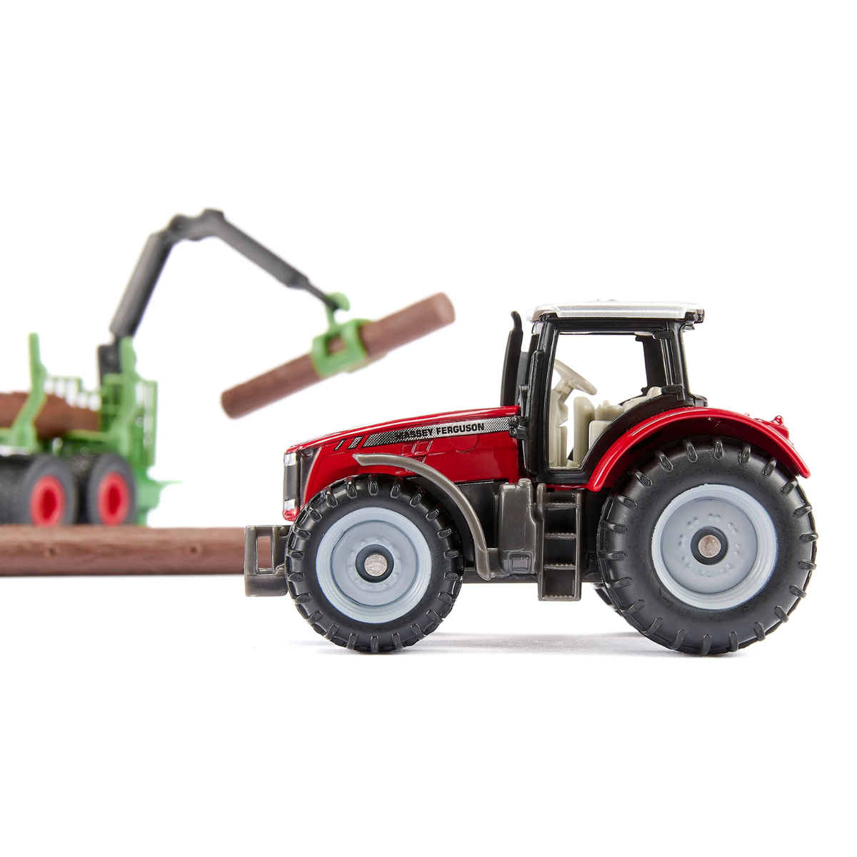 Siku 1134 Massey Ferguson tractor with forestry timber trailer and log accessories