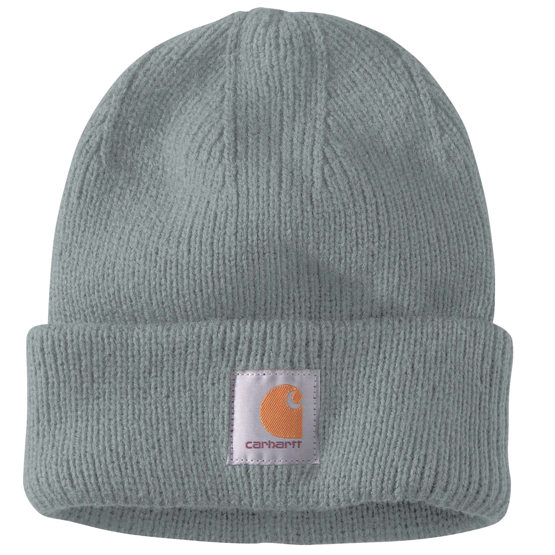 Women's Carhartt Rib Knit Beanie featuring fold-up cuff and front logo label