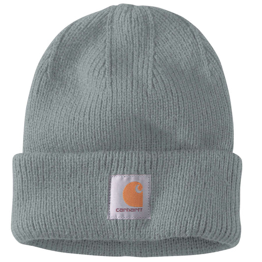 Women's Carhartt Rib Knit Beanie featuring fold-up cuff and front logo label