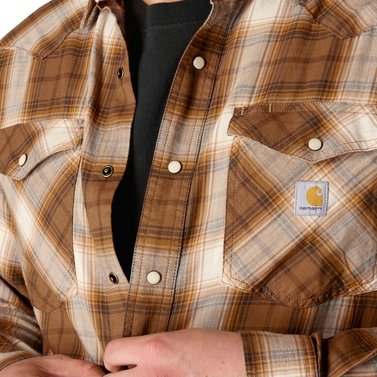 Carhartt Montana Rugged Flex Relaxed Fit Lightweight Long-Sleeve Snap-Front Plaid Shirt