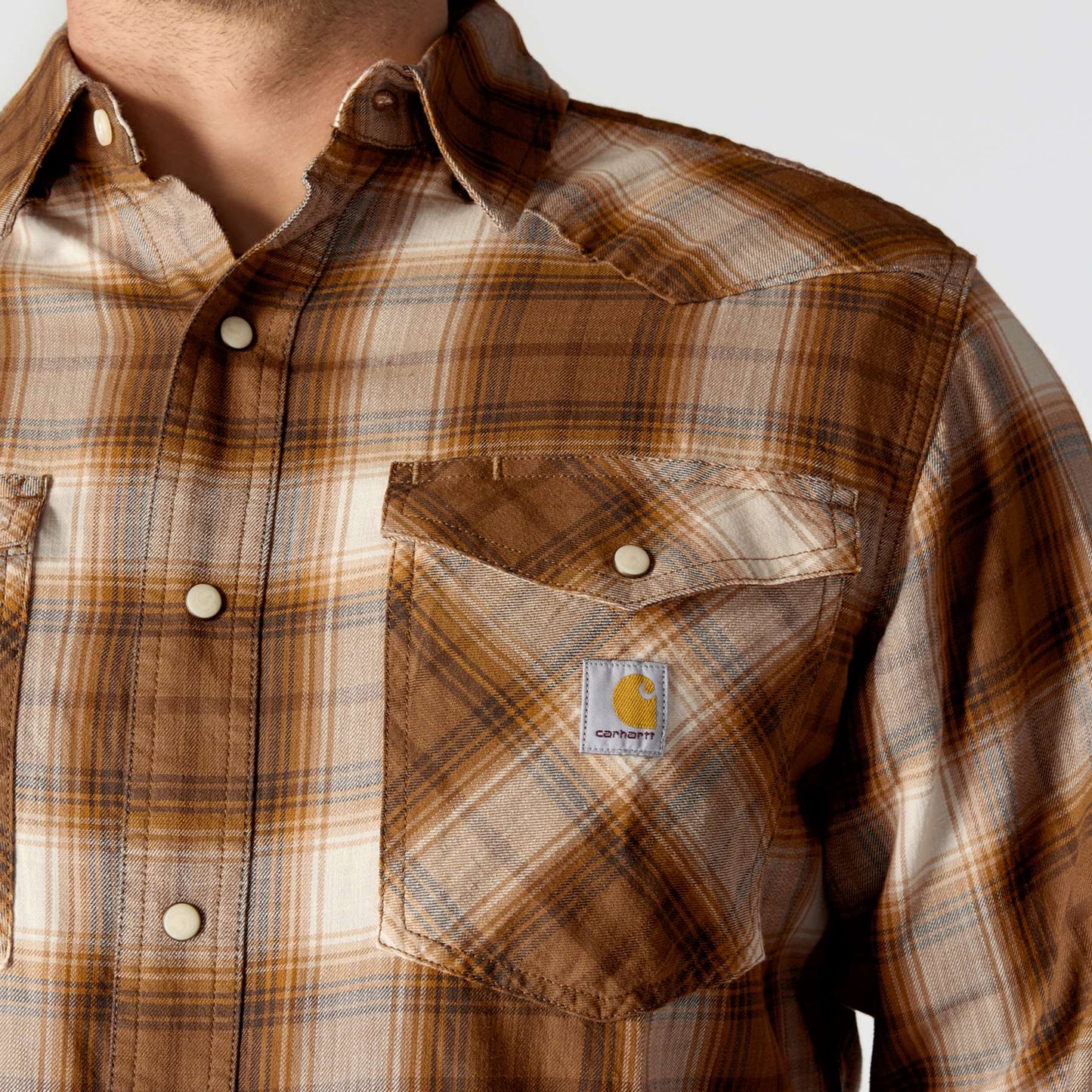 Carhartt Montana Rugged Flex Relaxed Fit Lightweight Long-Sleeve Snap-Front Plaid Shirt