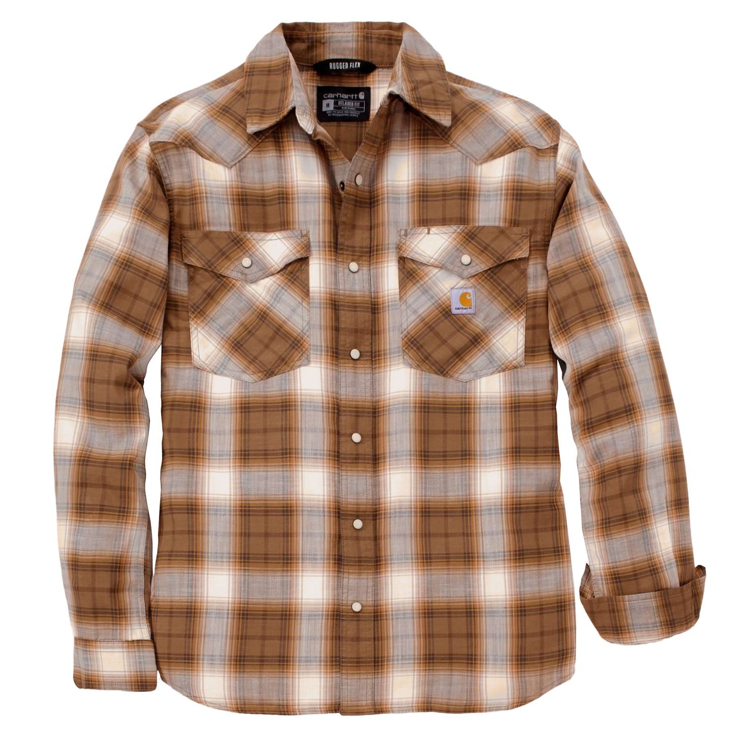 Carhartt Montana Rugged Flex Relaxed Fit Lightweight Long-Sleeve Snap-Front Plaid Shirt