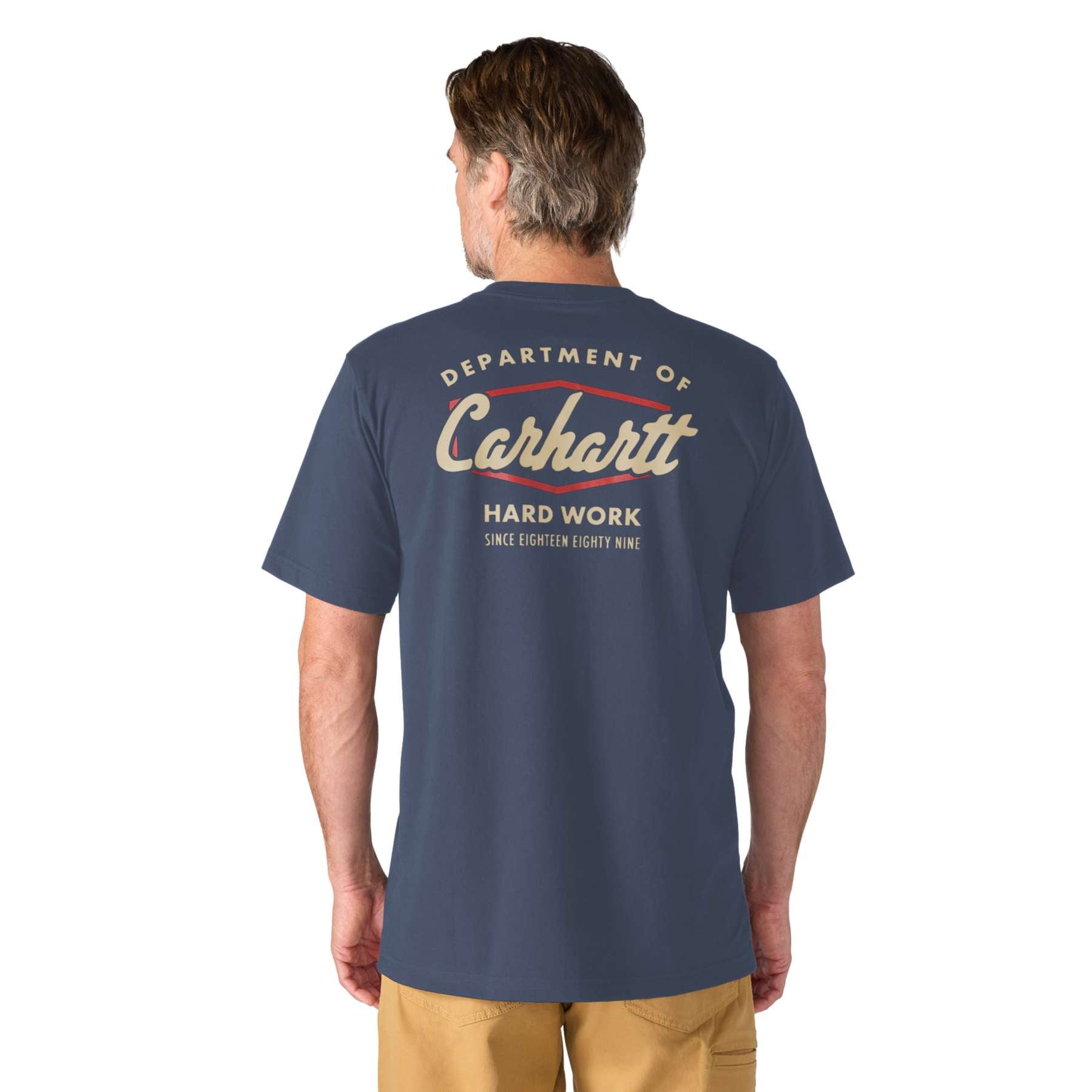 Men's Carhartt Irvine Relaxed Hard Work T Shirt featuring left chest pocket and back graphic