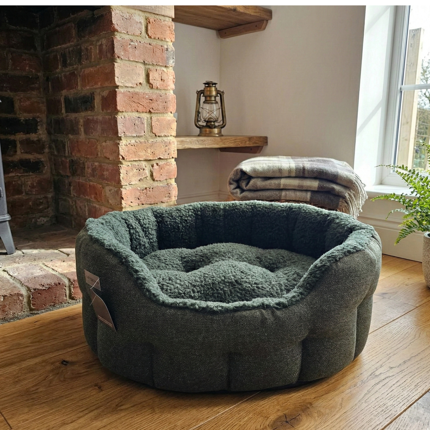 Earthbound Dog Bed Dark Green Tweed