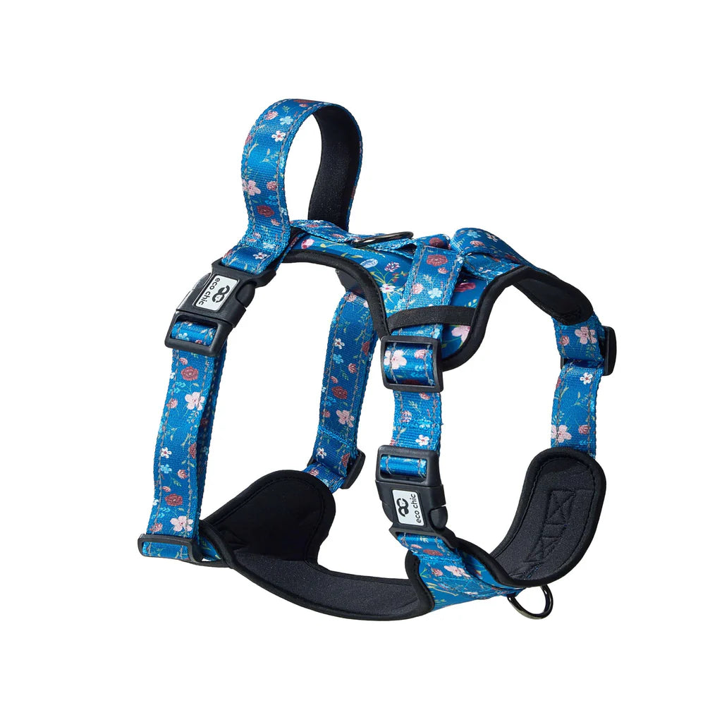 Eco Chic Floral Navy Dog Harness