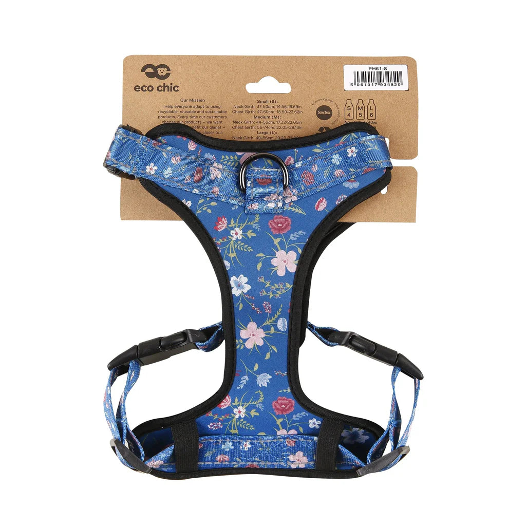 Eco Chic Floral Navy Dog Harness