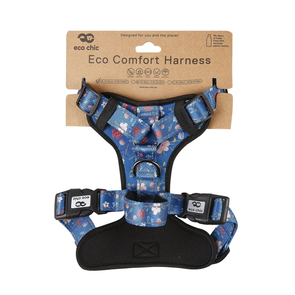 Eco Chic Floral Navy Dog Harness