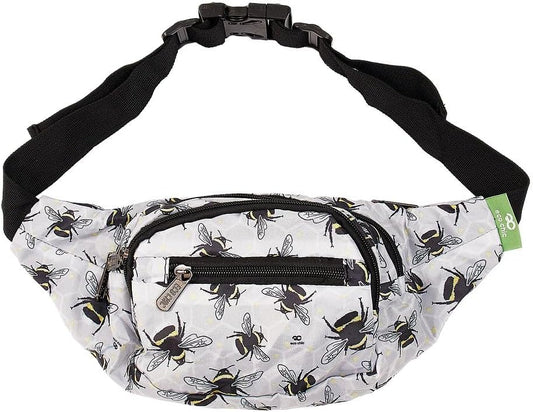 Eco Chic Lightweight Foldable Bum Bag Grey Bumble Bee