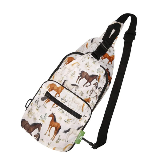 Eco Chic lightweight foldable mini backpack featuring vintage Books and Roses library pattern with side mesh pockets