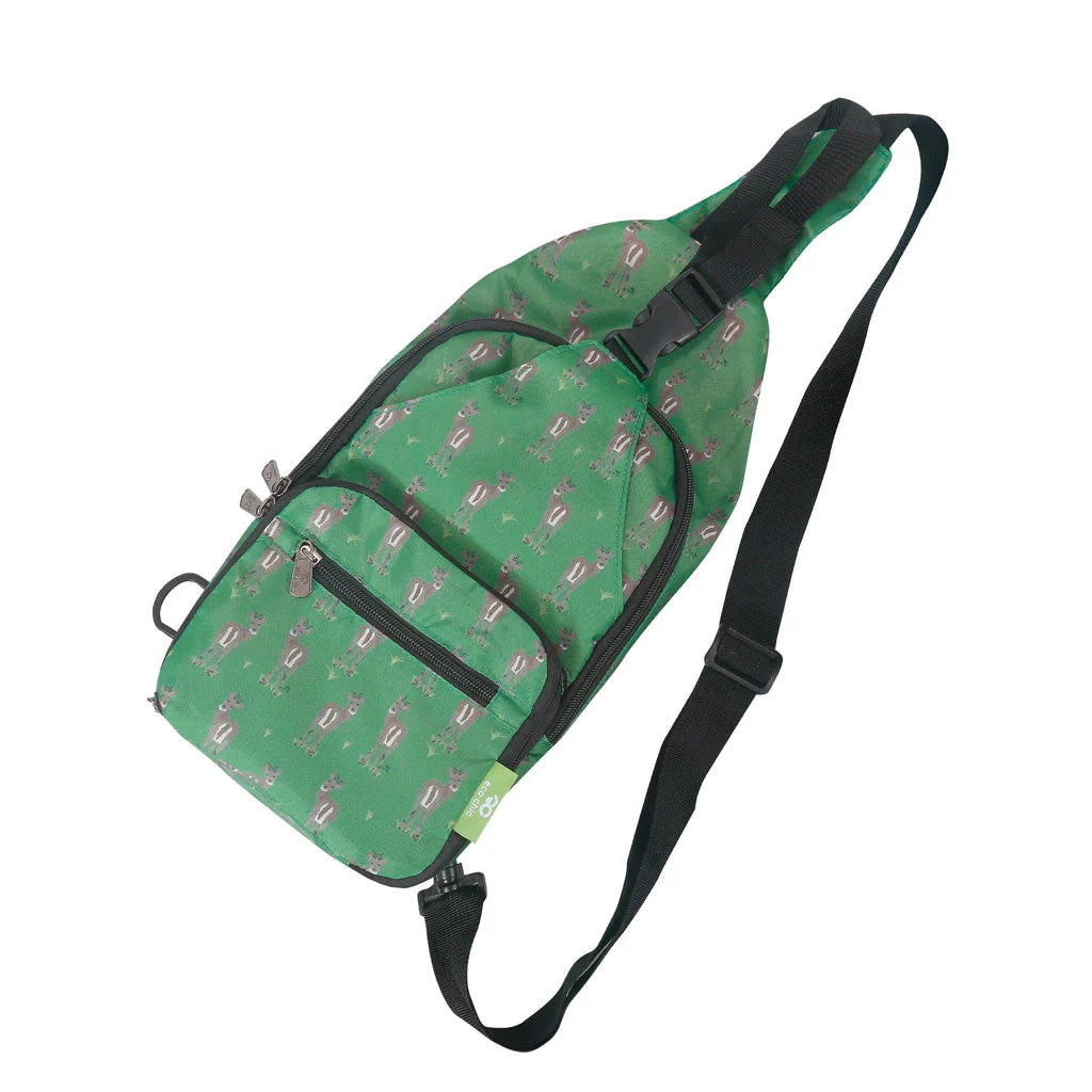 Eco Chic Lightweight Foldable Crossbody Bag Green Deer