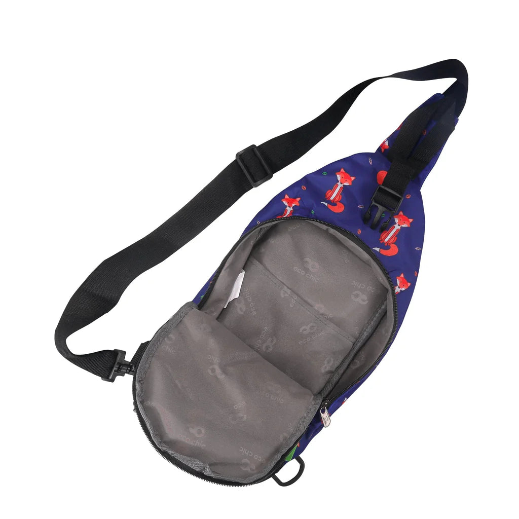 Eco Chic Lightweight Foldable Crossbody Bag Navy Foxes