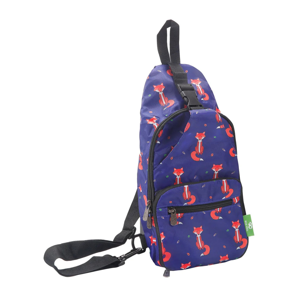 Eco Chic Lightweight Foldable Crossbody Bag Navy Foxes