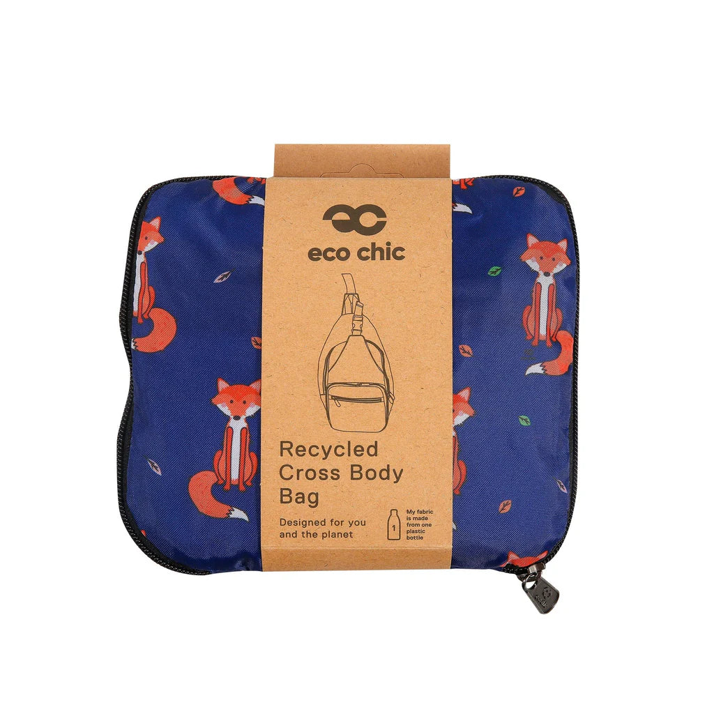 Eco Chic Lightweight Foldable Crossbody Bag Navy Foxes