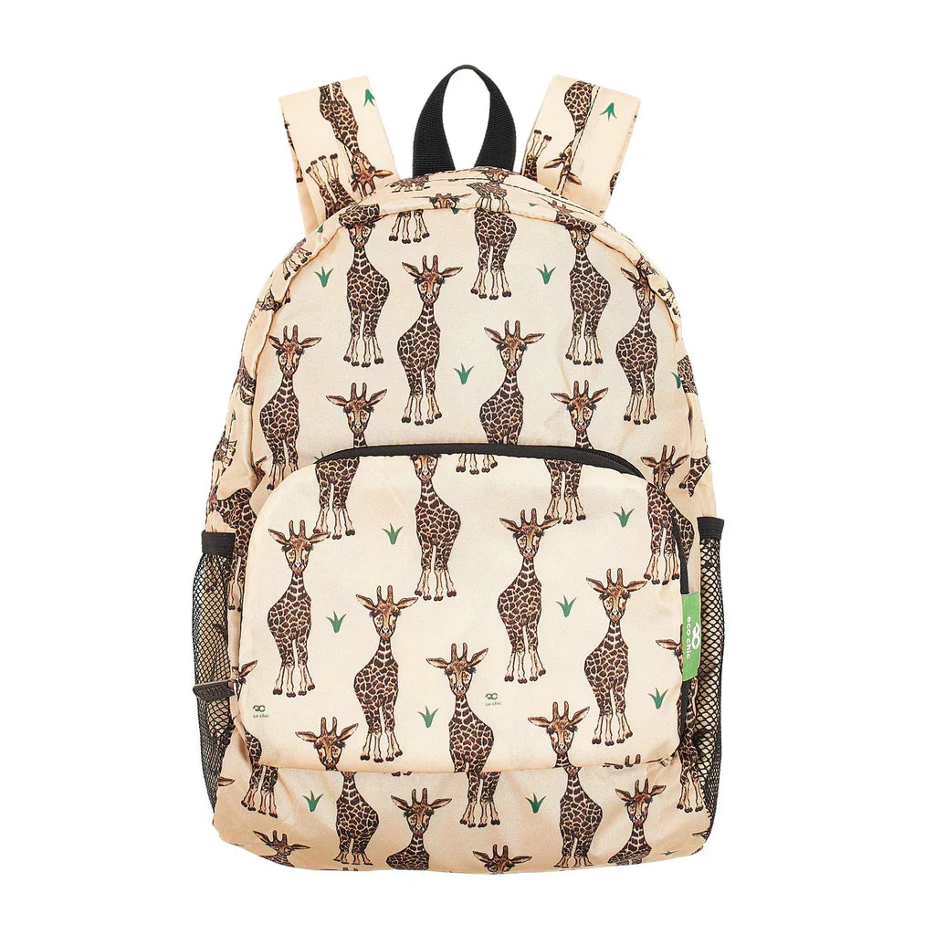 Eco Chic Lightweight Foldable Giraffes Backpack