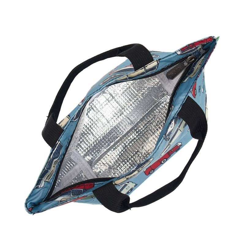Eco Chic Lightweight Foldable Lunch Bag Blue Campervan