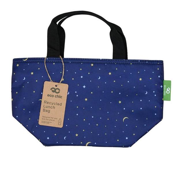 Eco Chic Lightweight Foldable Lunch Bag Navy Stars & Moons