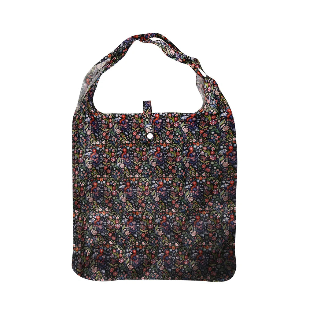 Eco Chic Lightweight Foldable Reusable Black Ditsy Shopping Bag