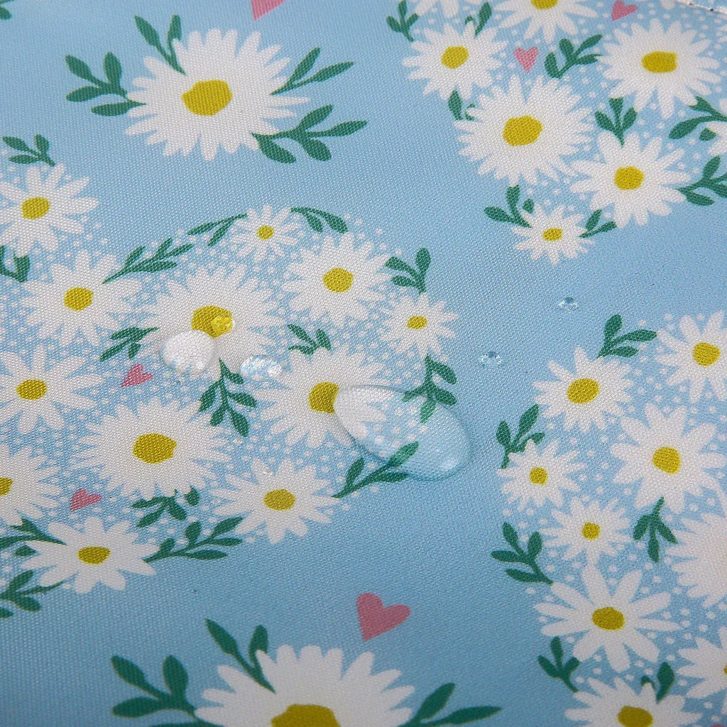 Eco Chic Lightweight Foldable Reusable Blue Daisy Hearts Shopping Bag