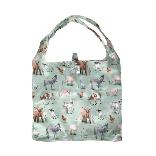 Eco Chic Lightweight Foldable Reusable Cottage Animals Shopping Bag