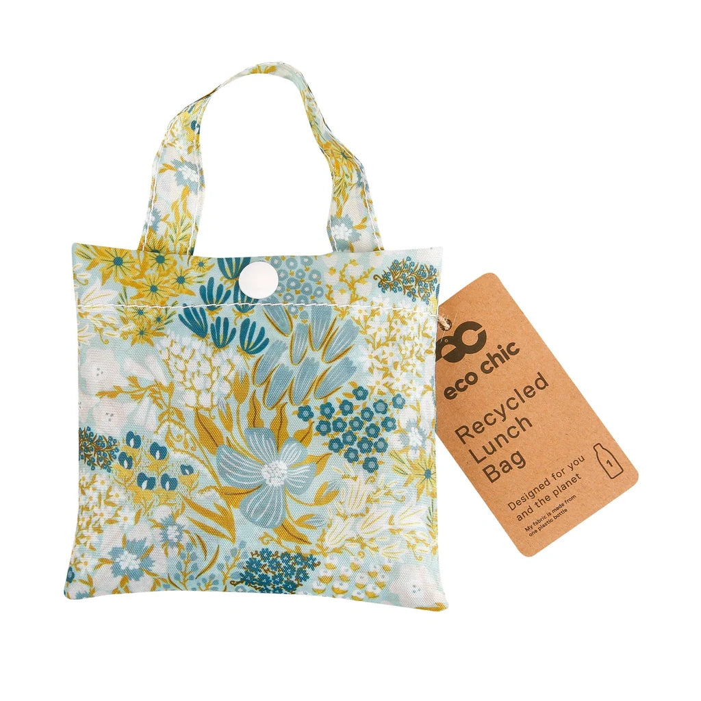 Eco Chic lightweight foldable reusable shopping bag with mixed flowers floral pattern