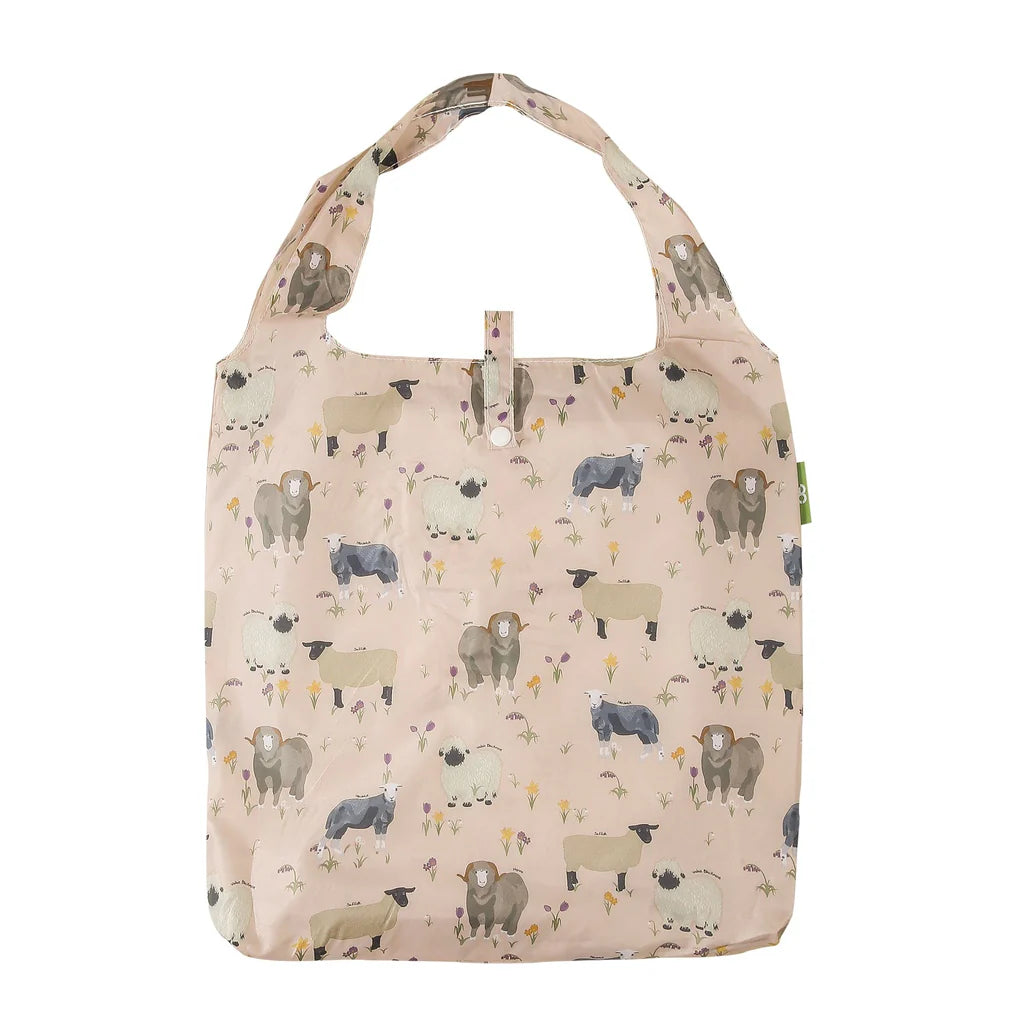 Eco Chic Lightweight Foldable Reusable Sheep Realism Shopping Bag