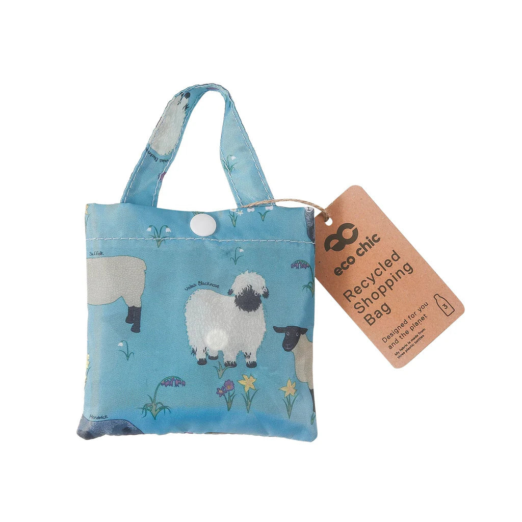 Eco Chic Lightweight Foldable Reusable Sheep Realism Shopping Bag