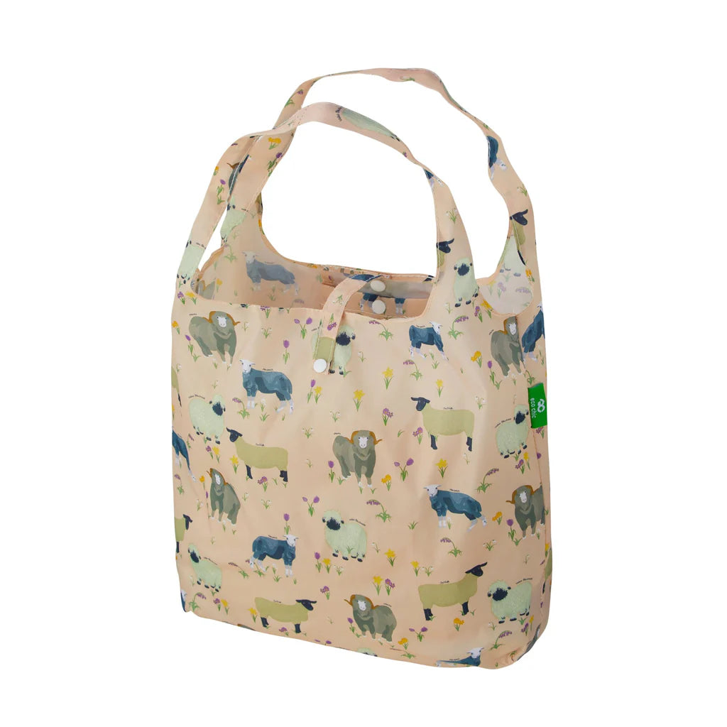 Eco Chic Lightweight Foldable Reusable Sheep Realism Shopping Bag