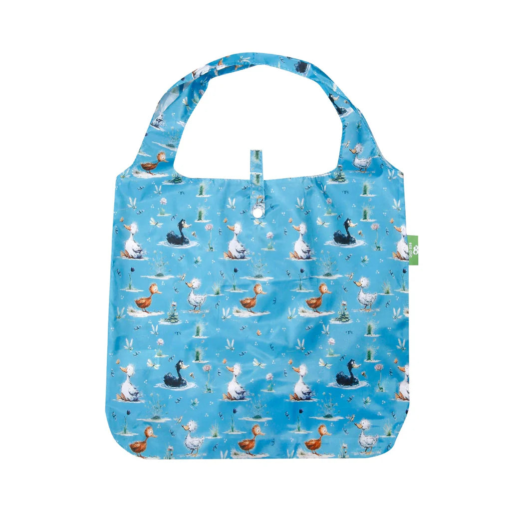 Eco Chic Lightweight Foldable Reusable Whimsy Duck Shopping Bag