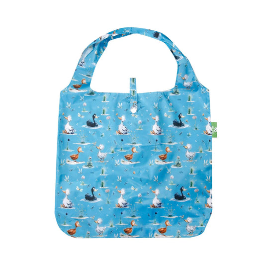 Eco Chic Lightweight Foldable Reusable Whimsy Duck Shopping Bag