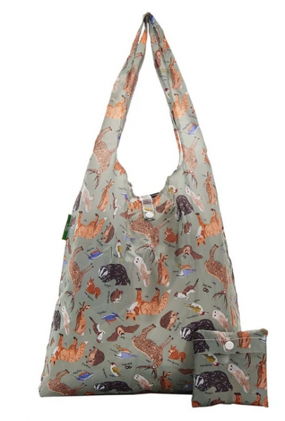 Eco Chic Lightweight Foldable Reusable Woodland Olive Shopping Bag 