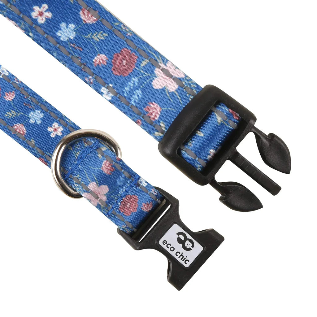 Eco Chic Navy Floral Dog Collar