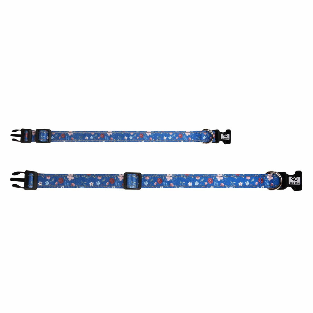 Eco Chic Navy Floral Dog Collar