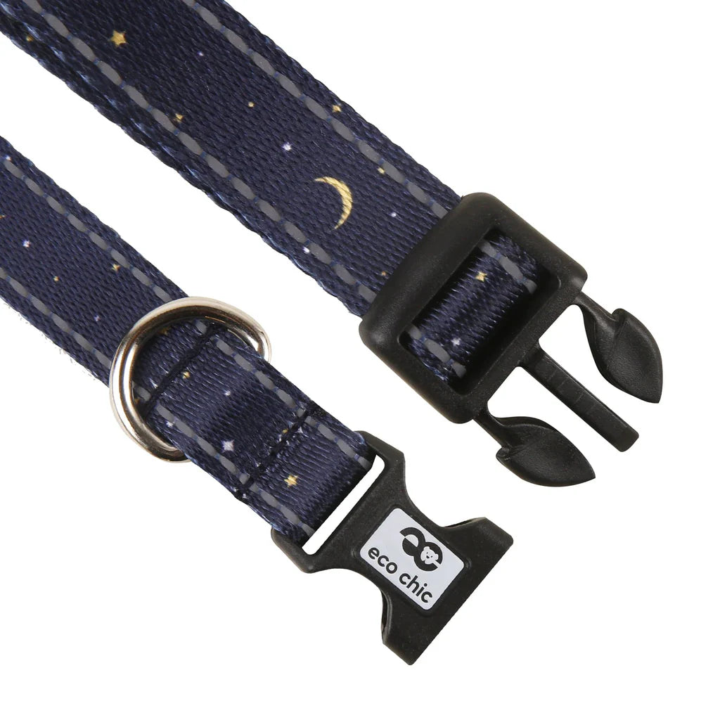 Eco Chic Navy Stars & Moons Dog Collar