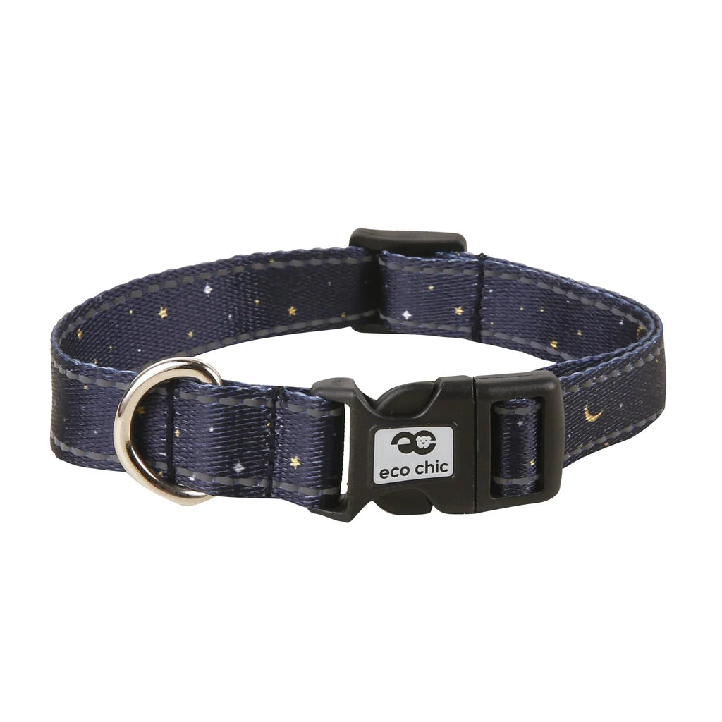 Eco Chic Navy Stars & Moons Dog Collar